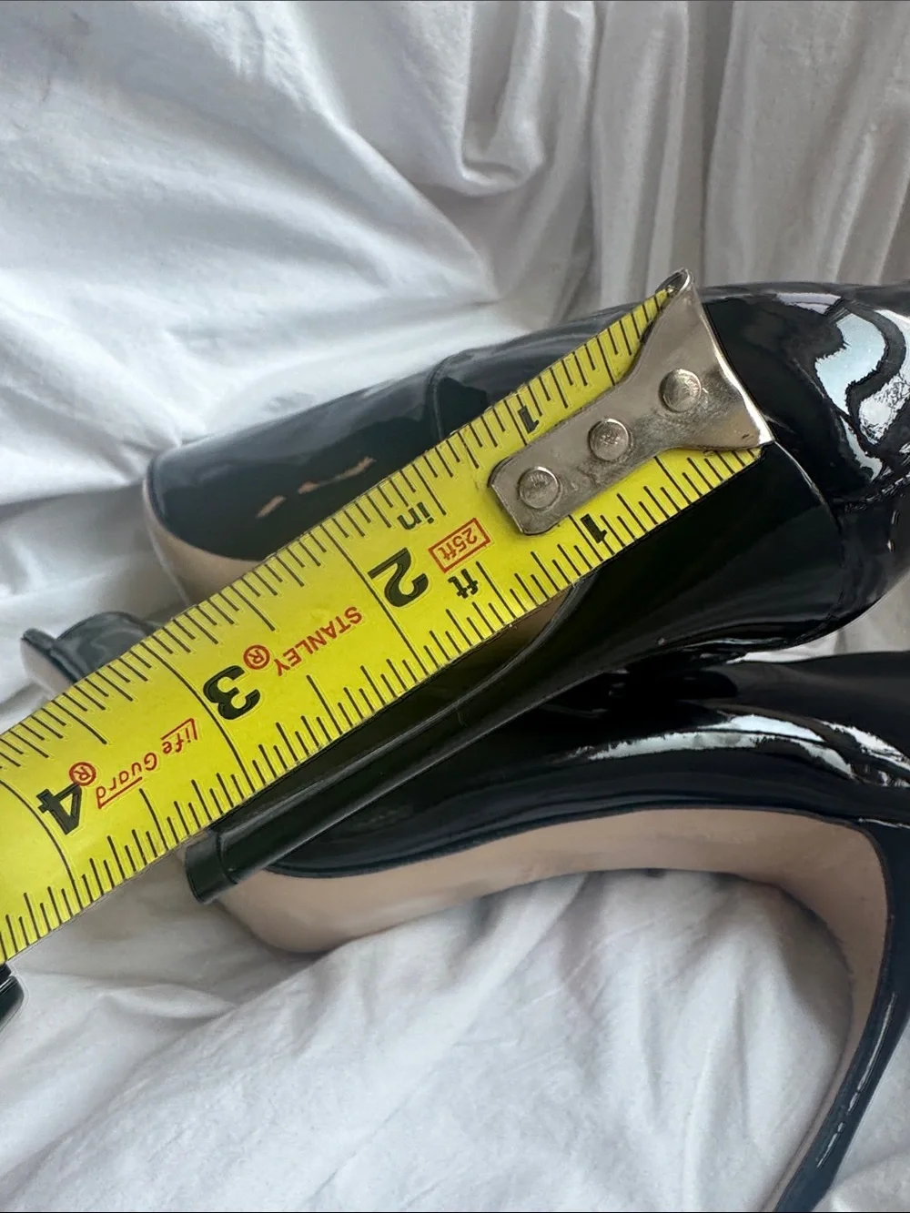 Miu Miu Black Patent Leather Mary Jane Peep-Toe Heels with Double Straps